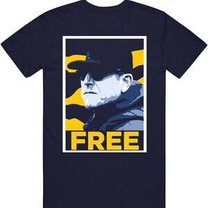 Free Harbaugh T-Shirt Michigan Football Fan Navy Tee 84